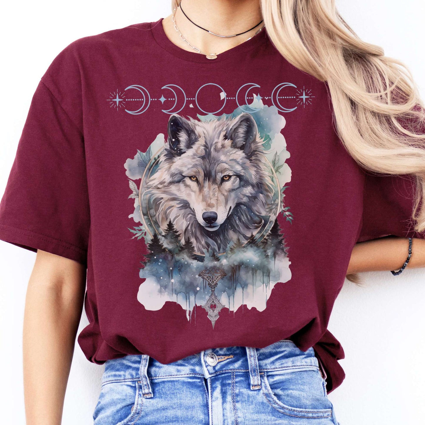 T-Shirt Moonlit Wolf T-Shirt The Mystic Eden