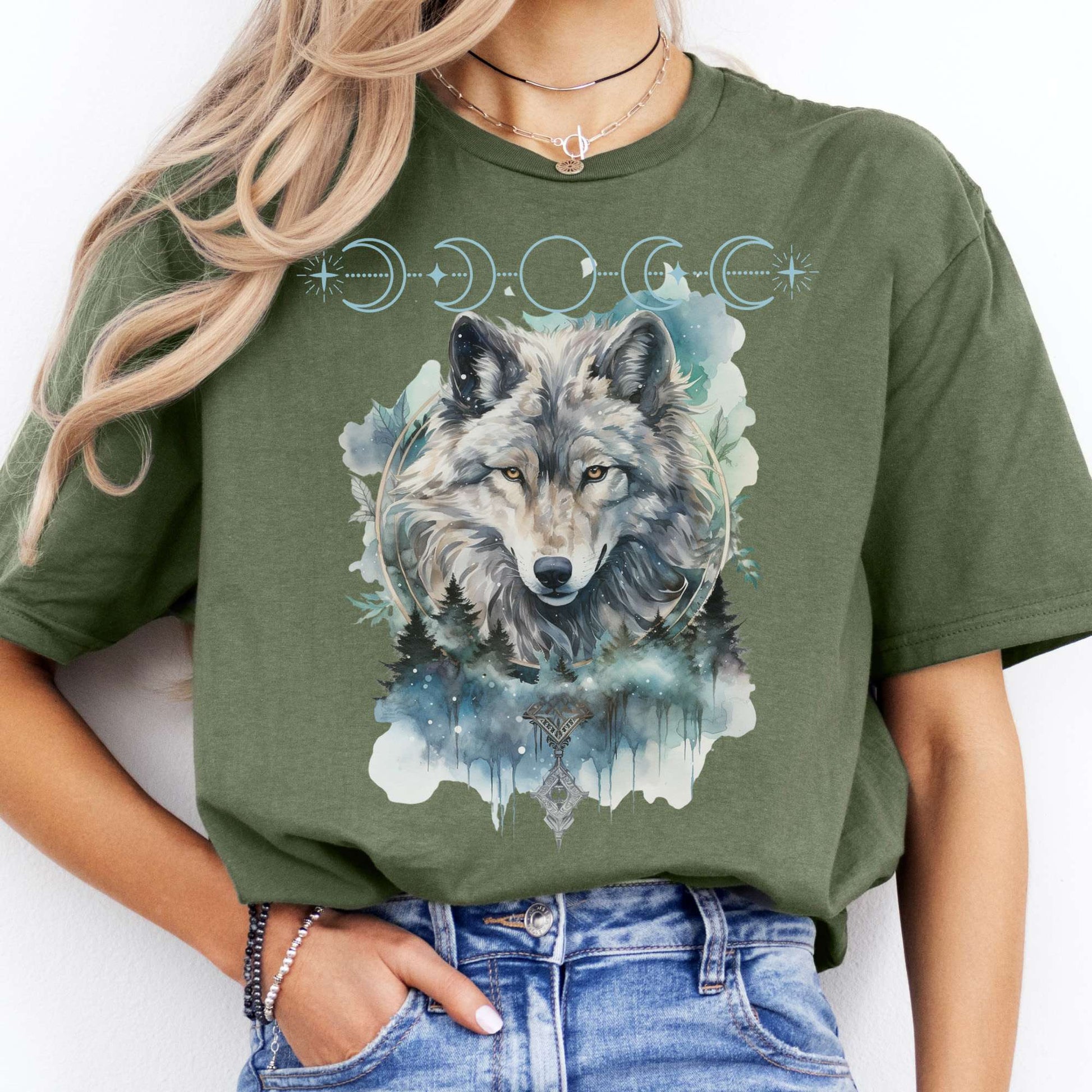 T-Shirt Moonlit Wolf T-Shirt The Mystic Eden