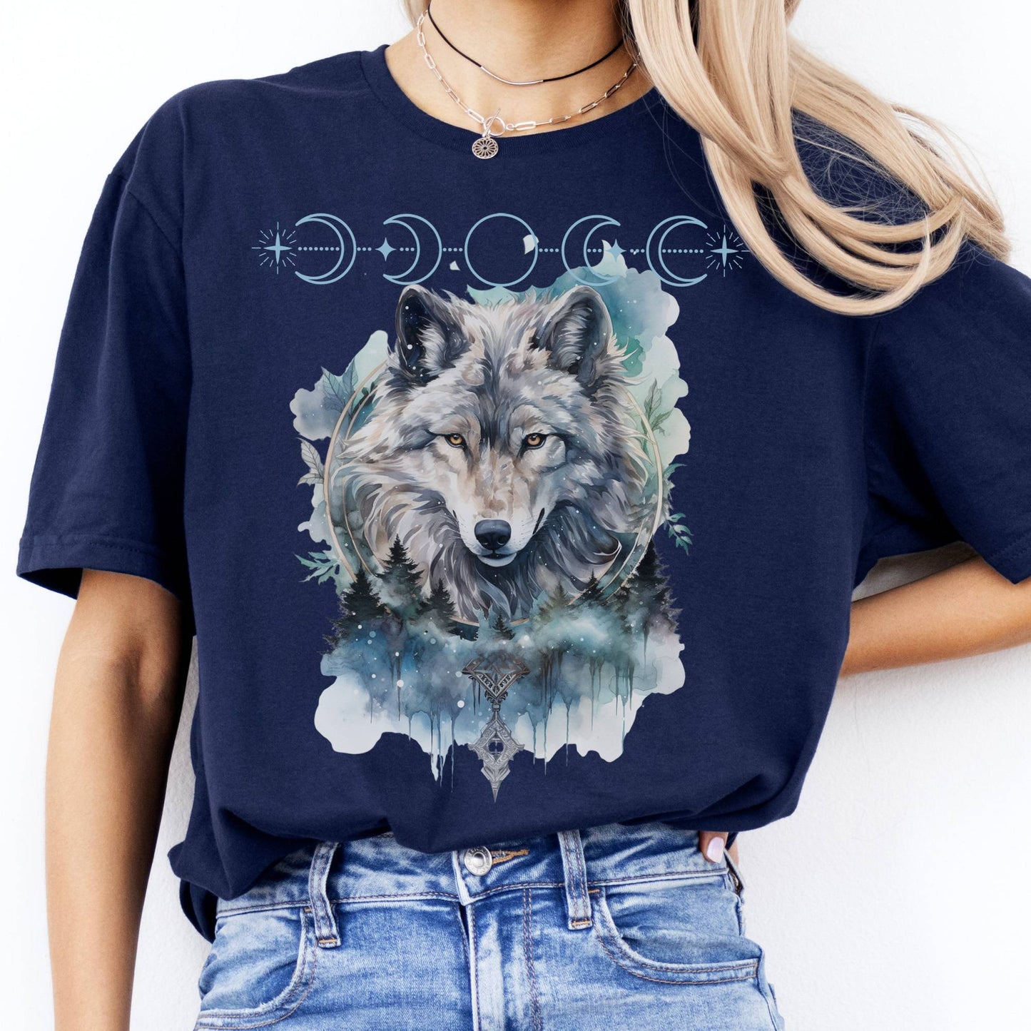 T-Shirt Moonlit Wolf T-Shirt The Mystic Eden