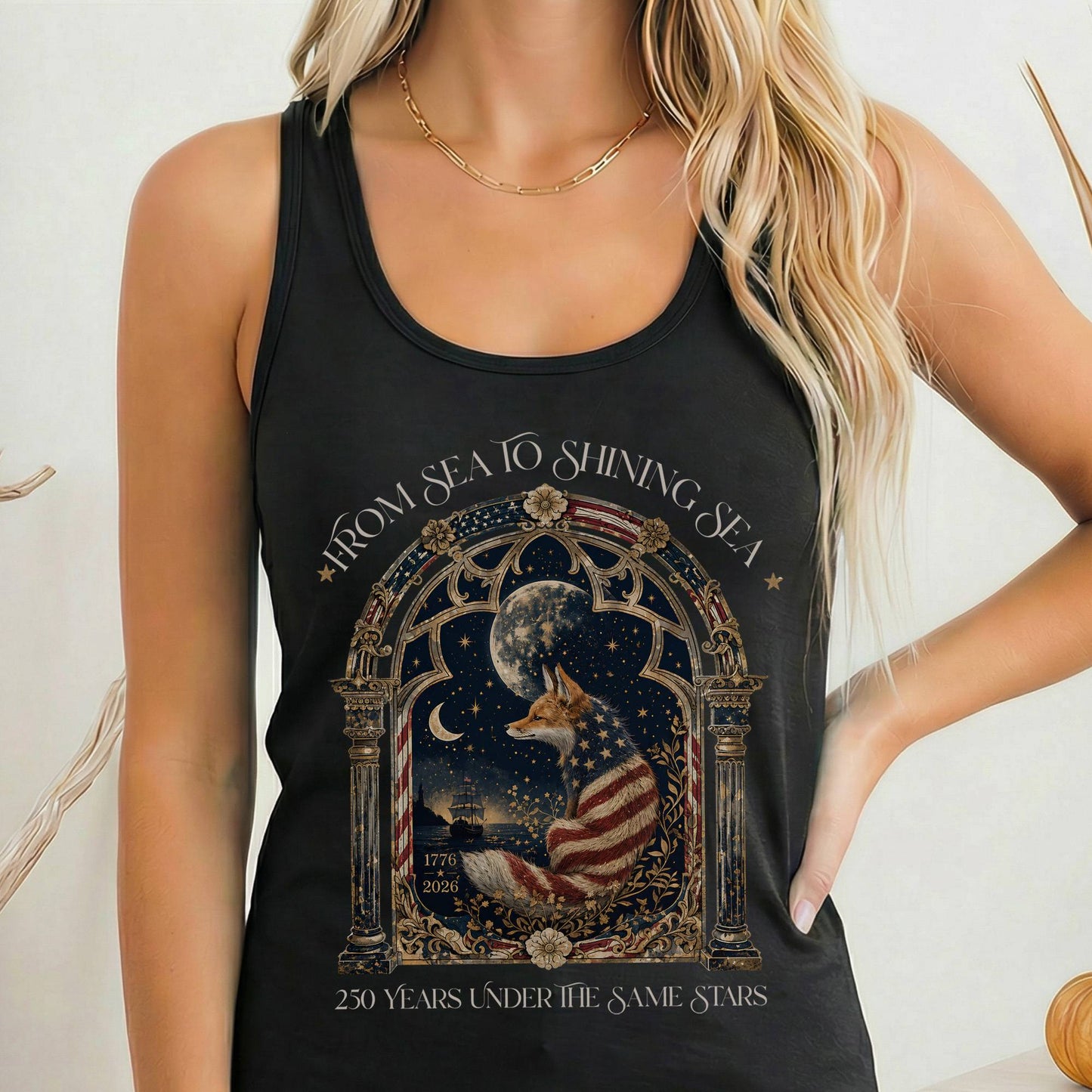 Tank Top Solid Black / XS 250 Years Under the Same Stars Women's Lightweight Tank Top The Mystic Eden