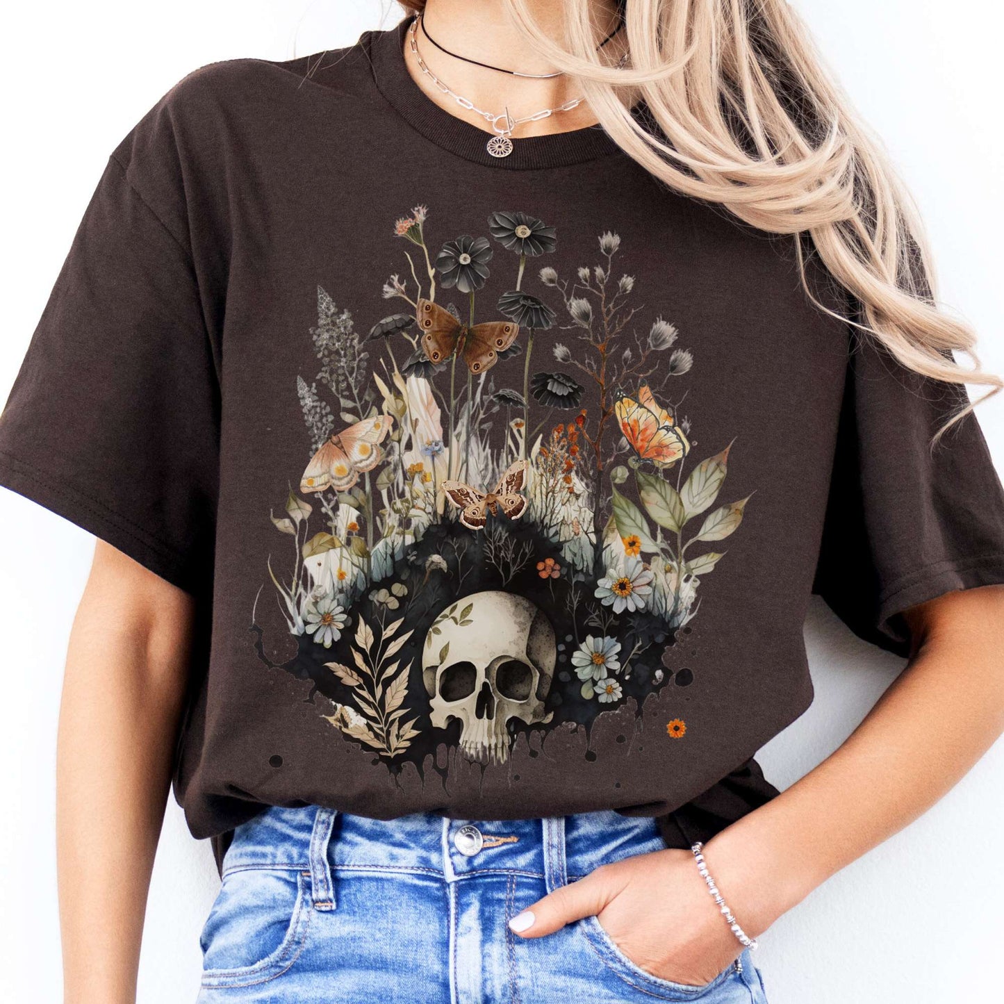 T-Shirts Skull Dark Cottagecore T-Shirt The Mystic Eden