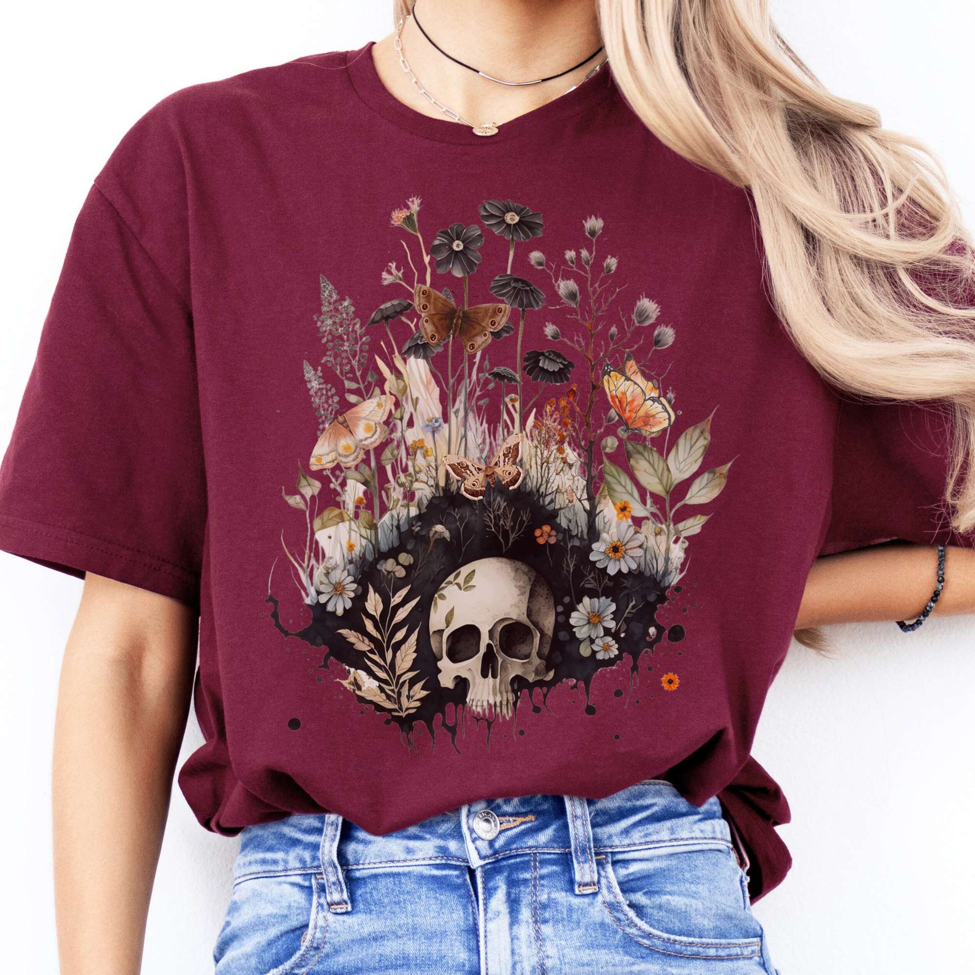 T-Shirts Skull Dark Cottagecore T-Shirt The Mystic Eden