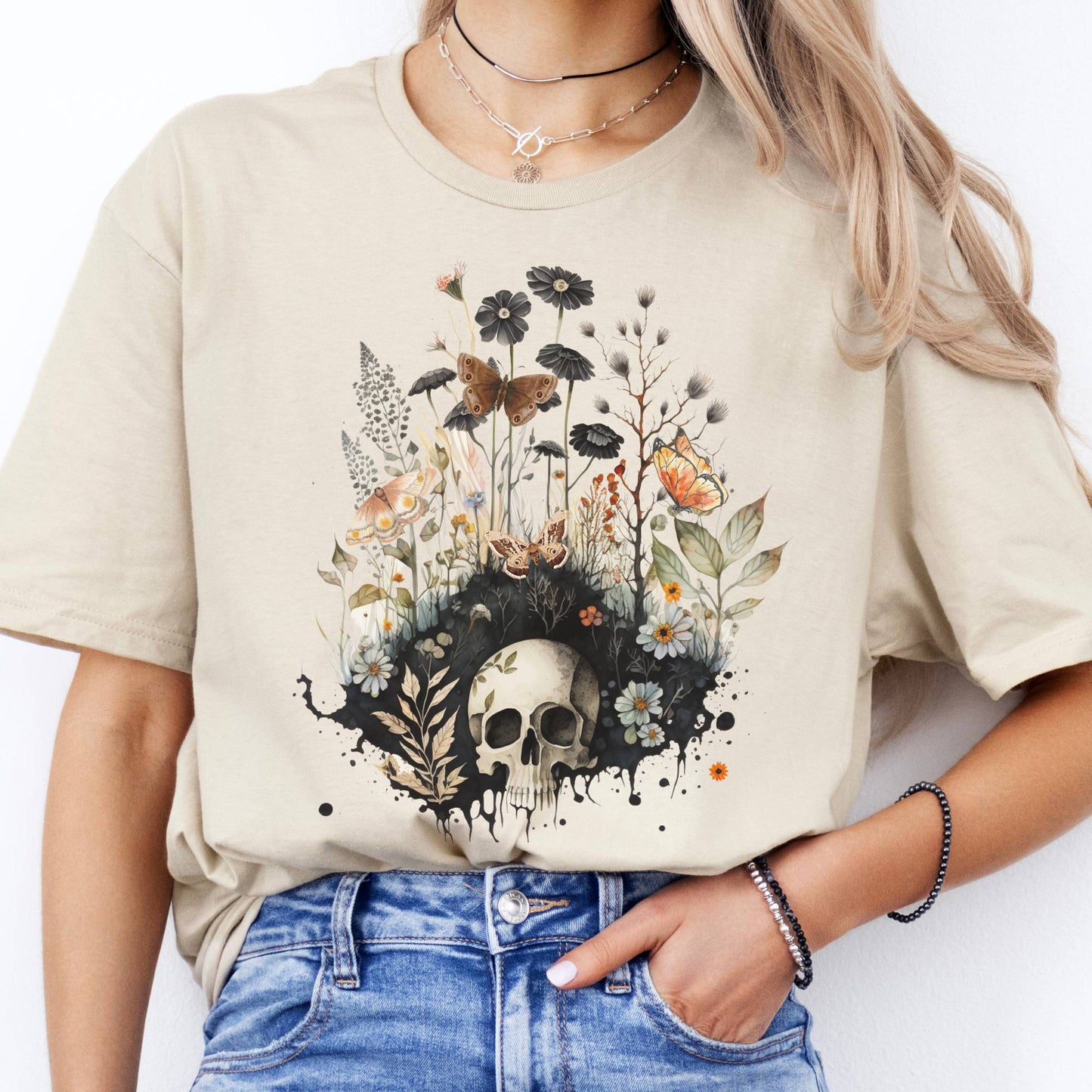 T-Shirts Skull Dark Cottagecore T-Shirt The Mystic Eden