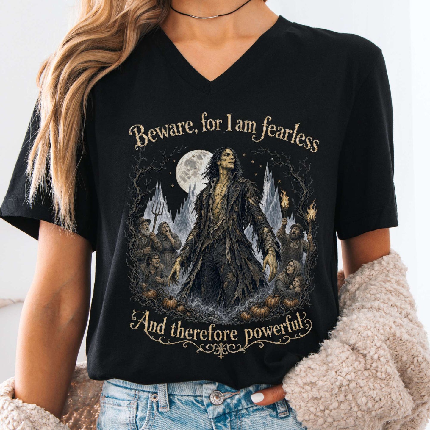 Beware, For I Am Fearless Frankenstein Mary Shelley V-Neck