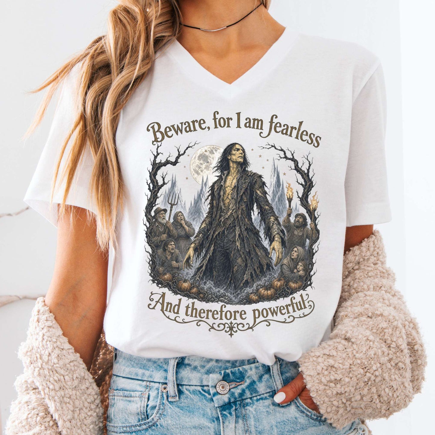 Beware, For I Am Fearless Frankenstein Mary Shelley V-Neck
