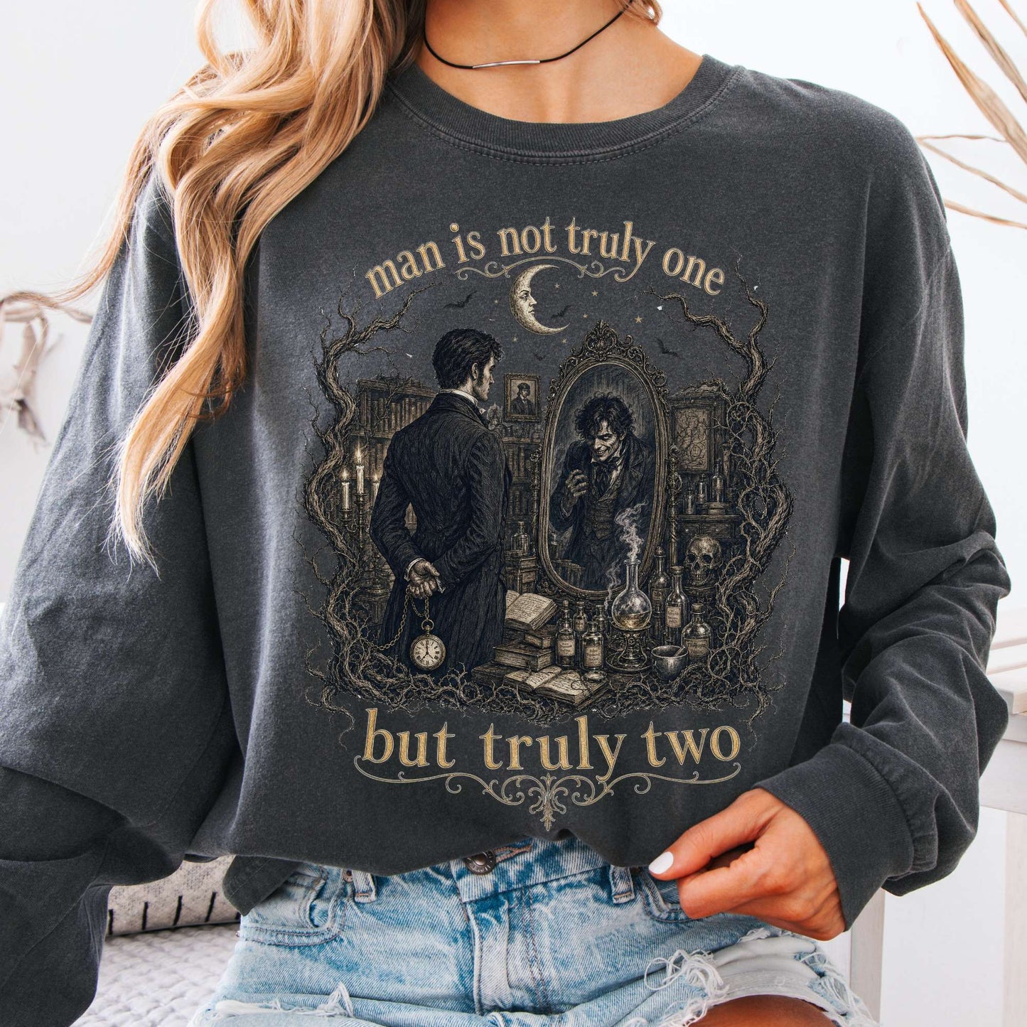 Man Is Not Truly One Dr Jekyll and Mr Hyde Literary Long Sleeve