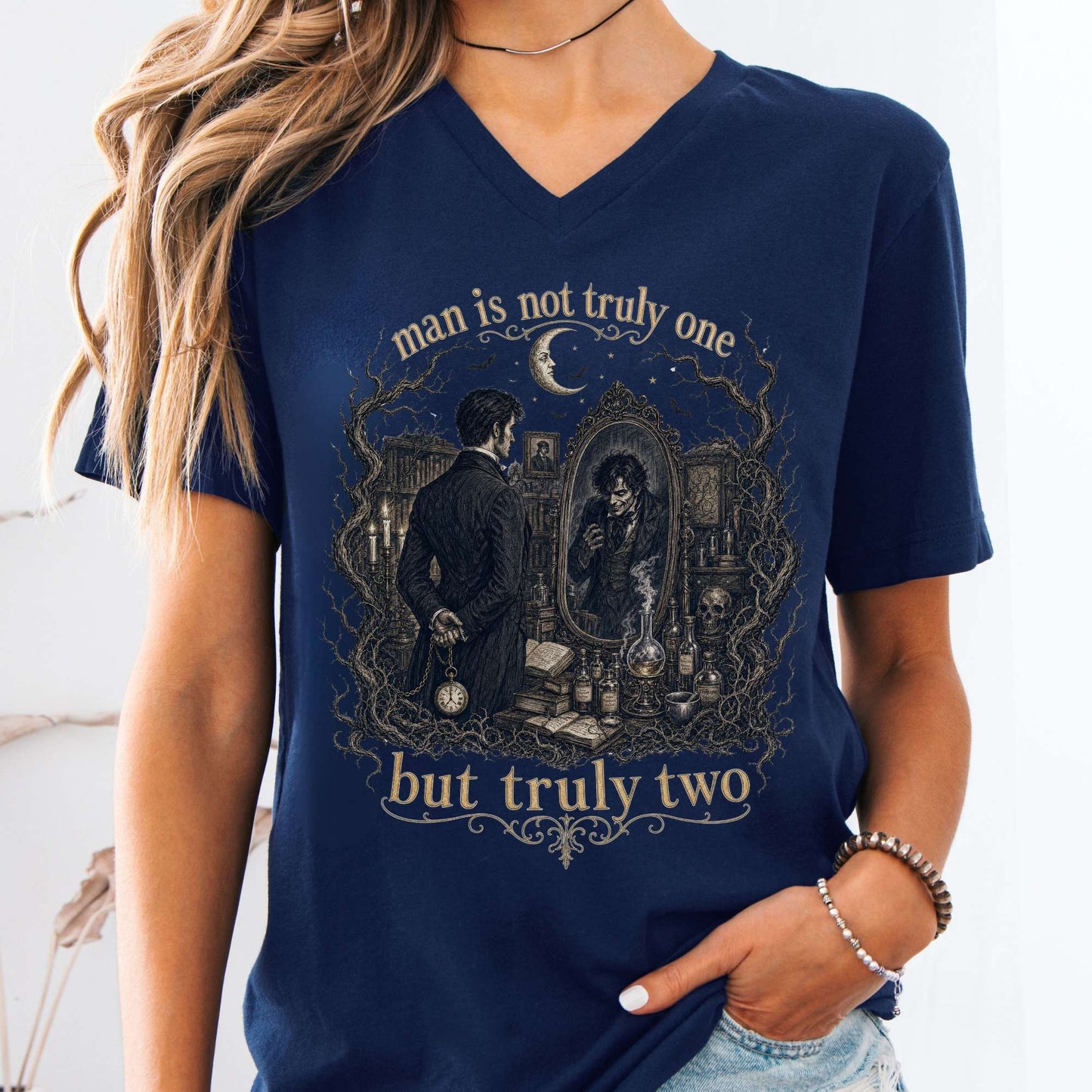 Man Is Not Truly One Dr Jekyll and Mr Hyde Literary V-Neck