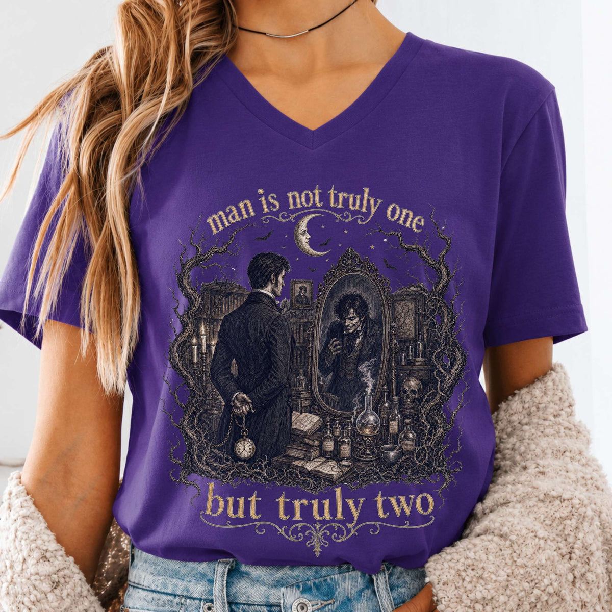 Man Is Not Truly One Dr Jekyll and Mr Hyde Literary V-Neck