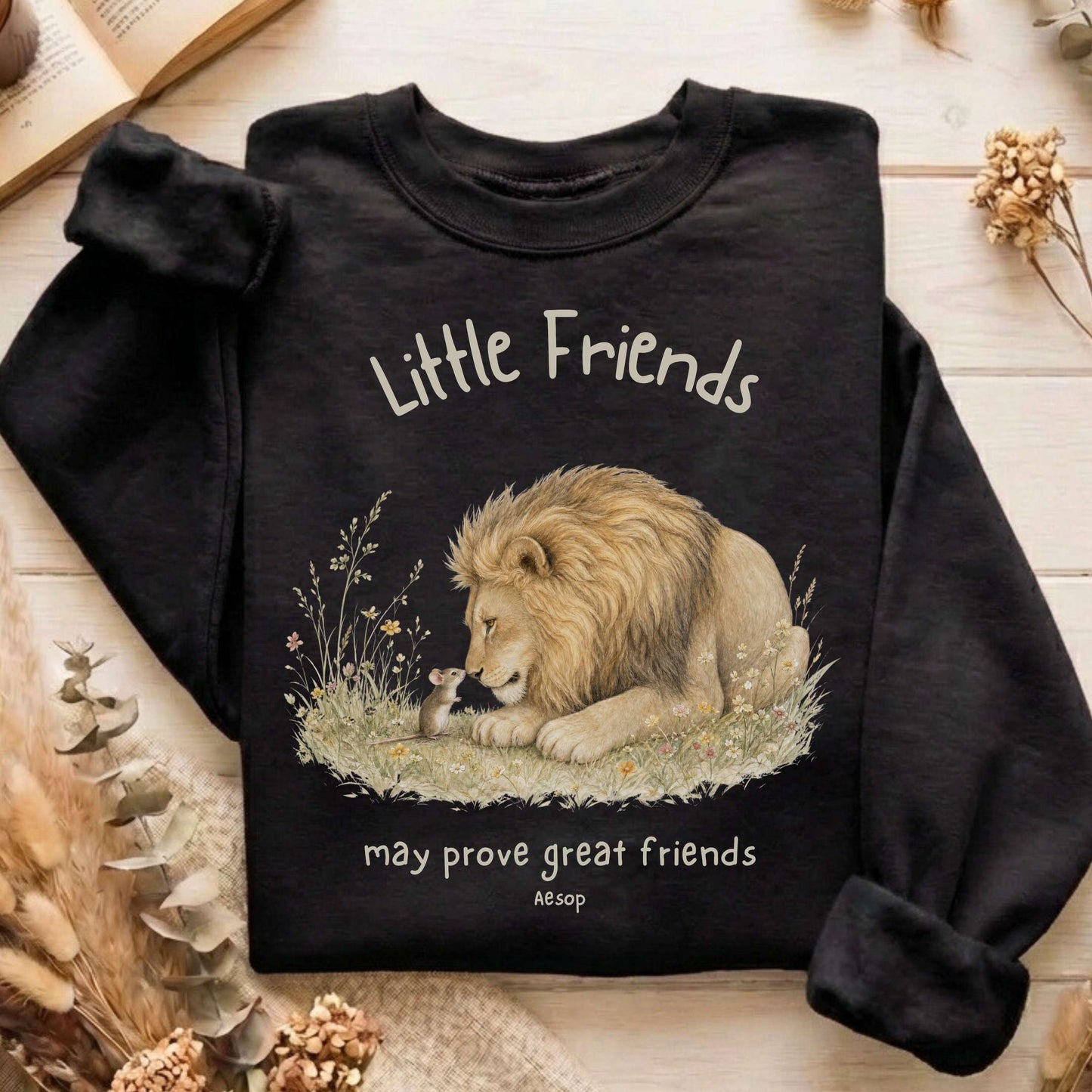 Little Friends The Lion and the Mouse Aesop Sweatshirt