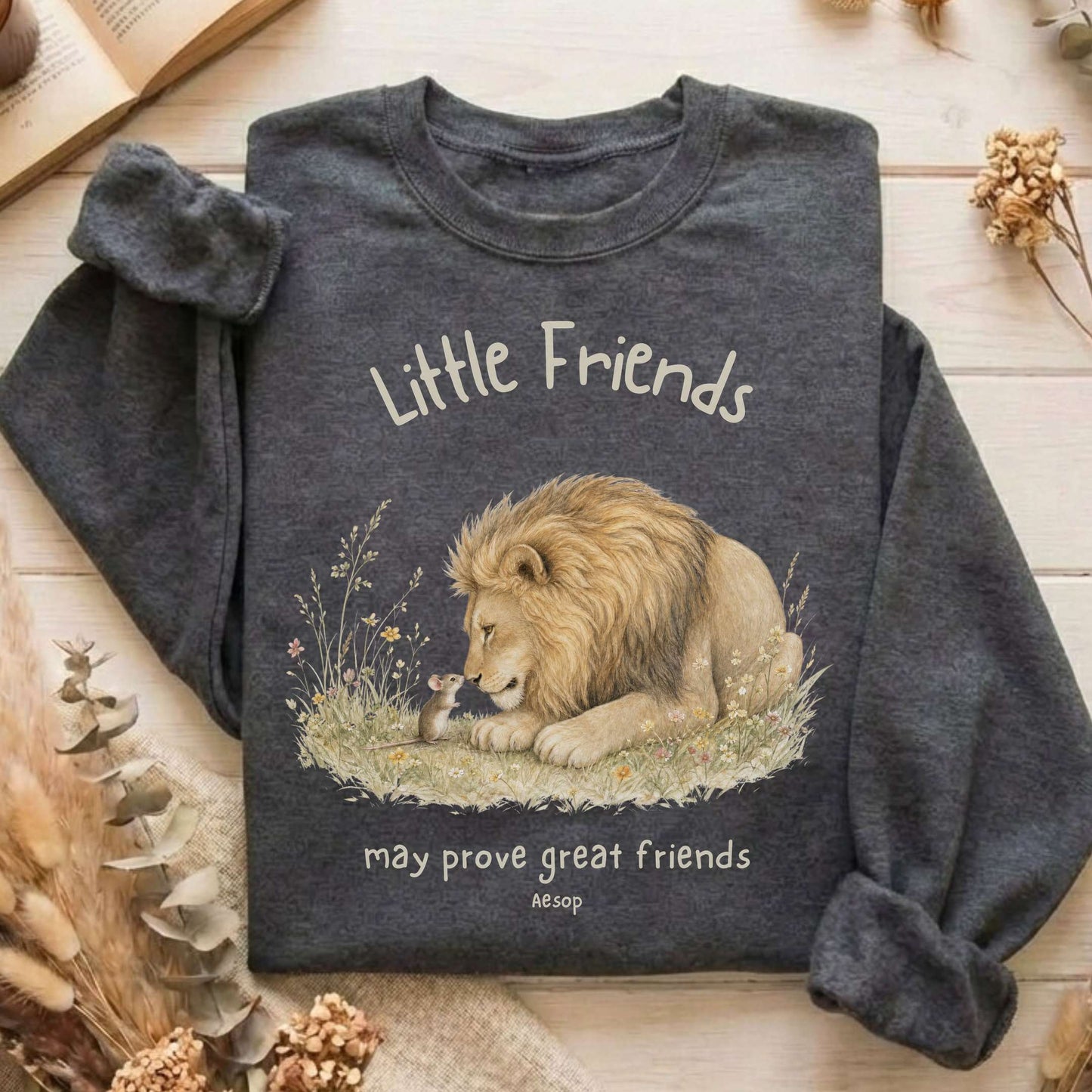 Little Friends The Lion and the Mouse Aesop Sweatshirt