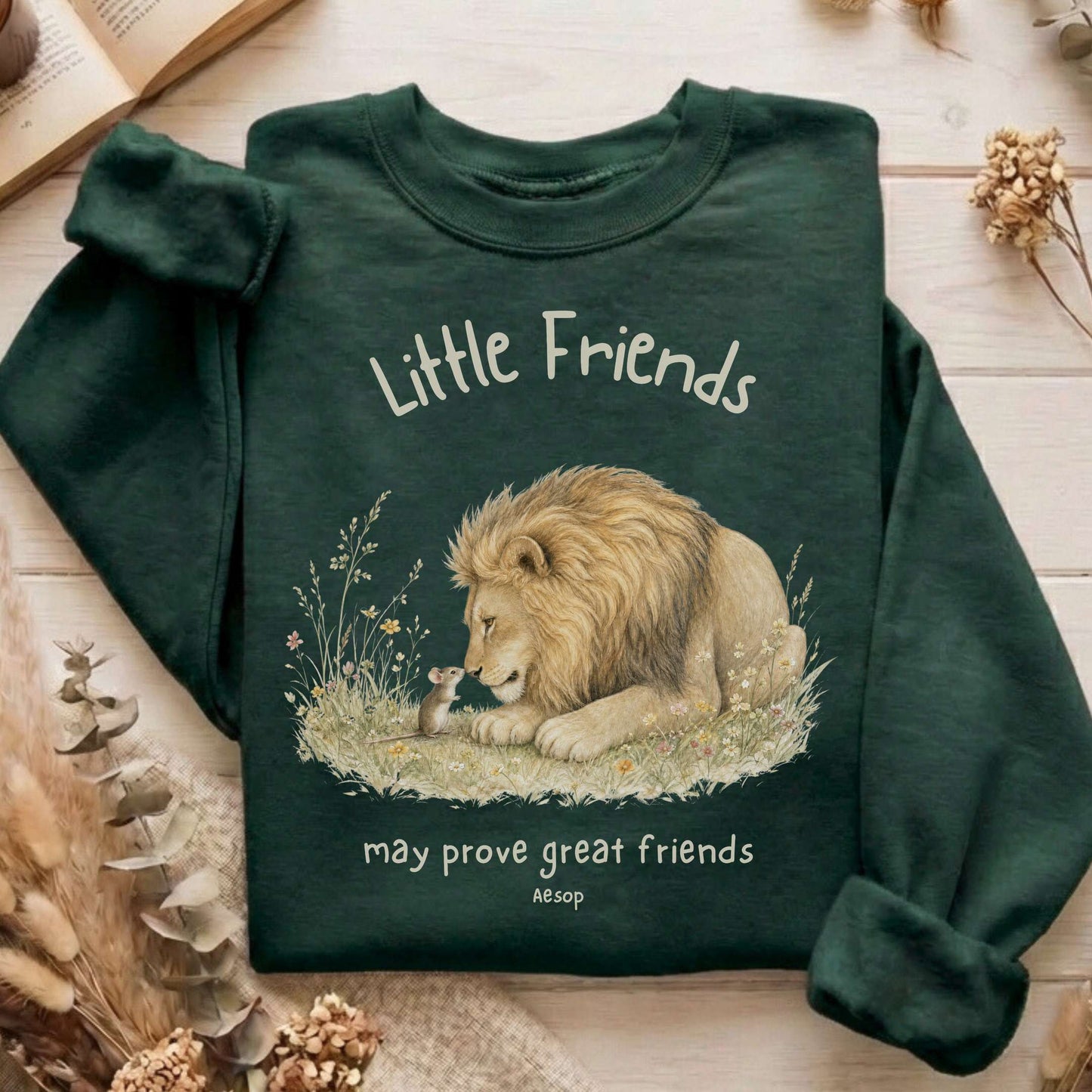 Little Friends The Lion and the Mouse Aesop Sweatshirt