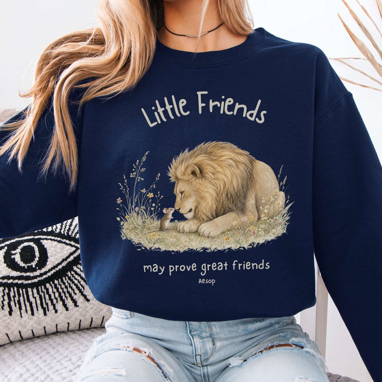 Little Friends The Lion and the Mouse Aesop Sweatshirt