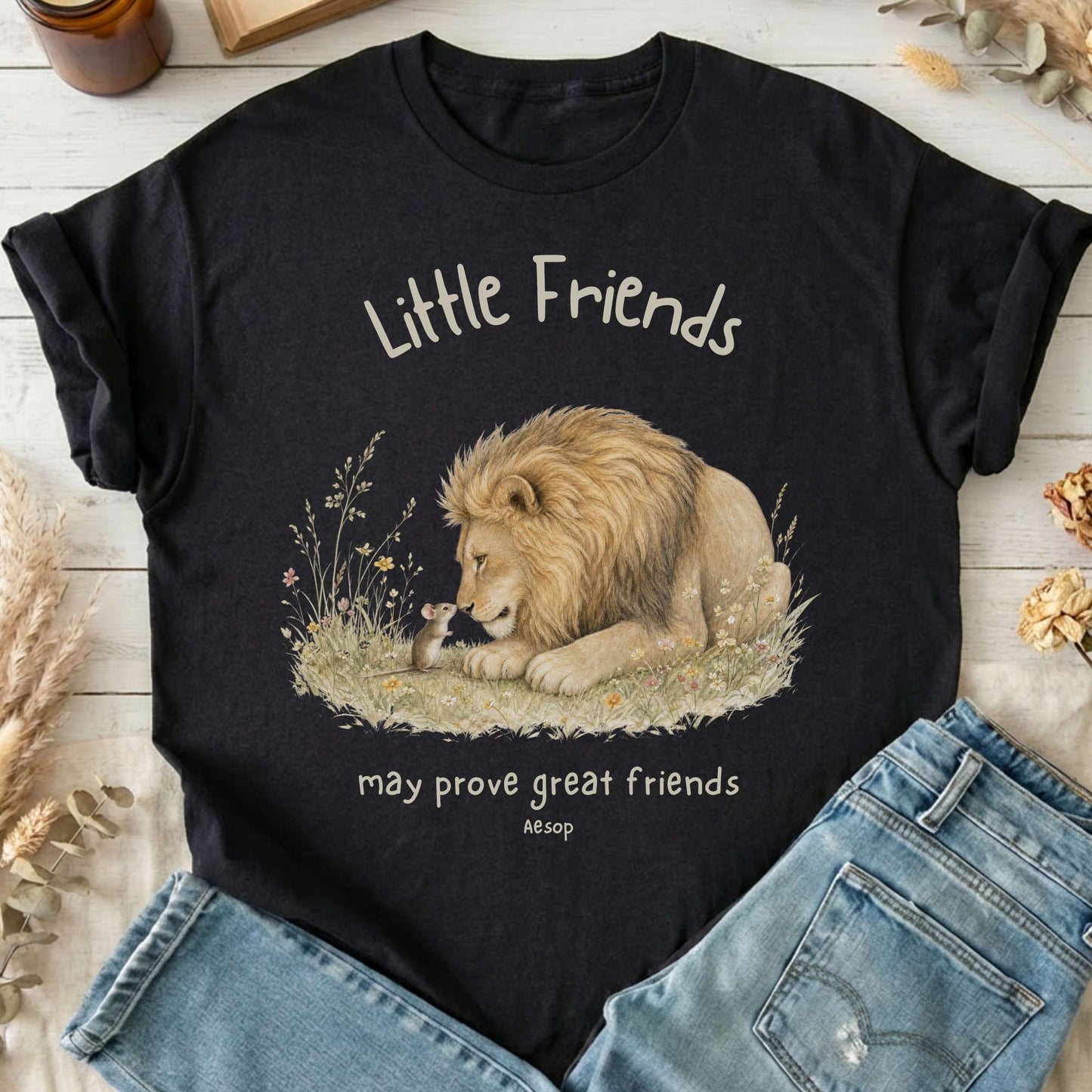 Little Friends The Lion and the Mouse Aesop T-Shirt