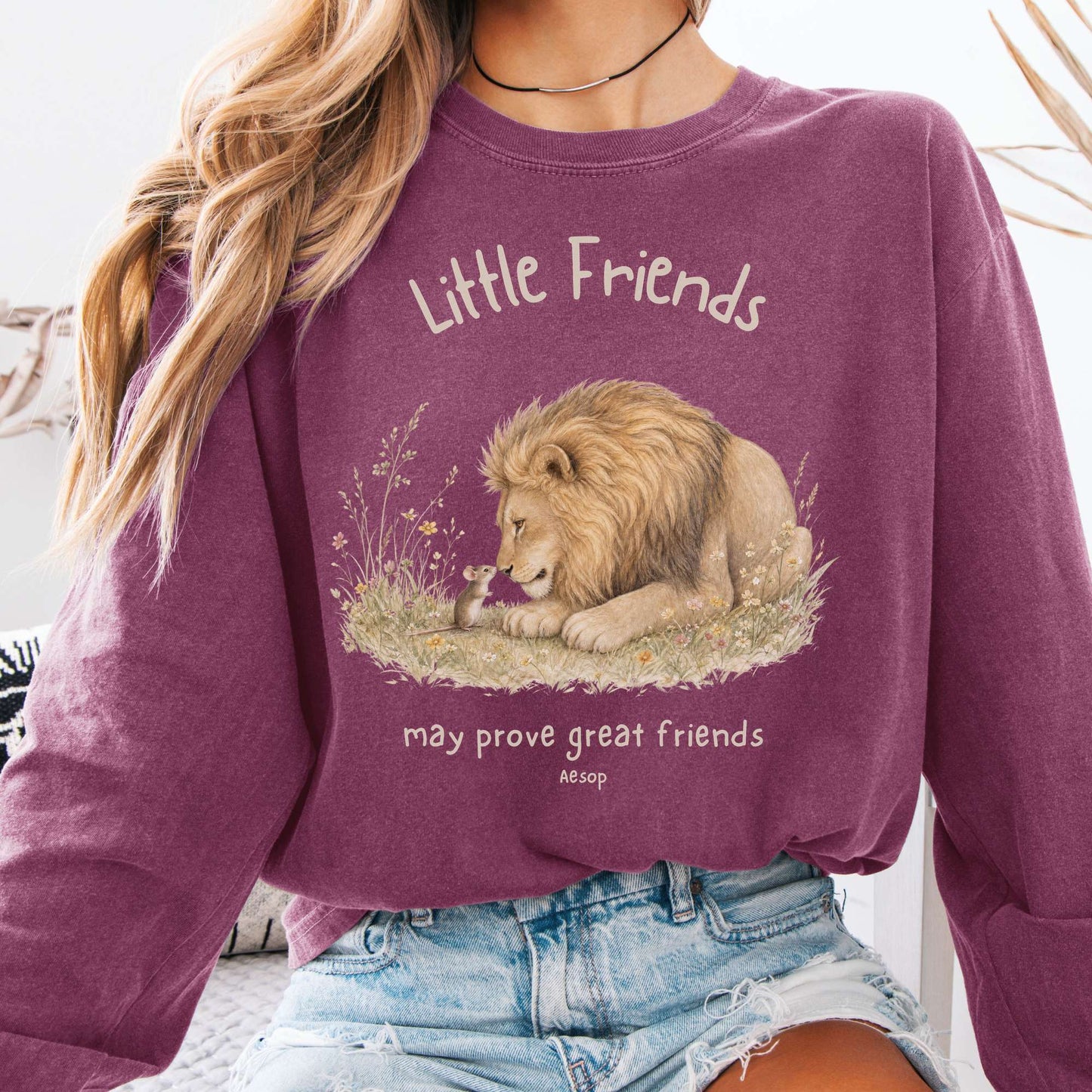 Little Friends The Lion and the Mouse Aesop Long Sleeve