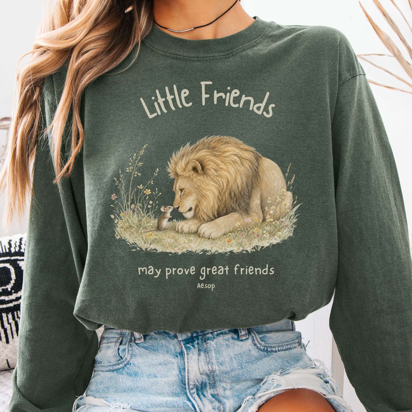 Little Friends The Lion and the Mouse Aesop Long Sleeve