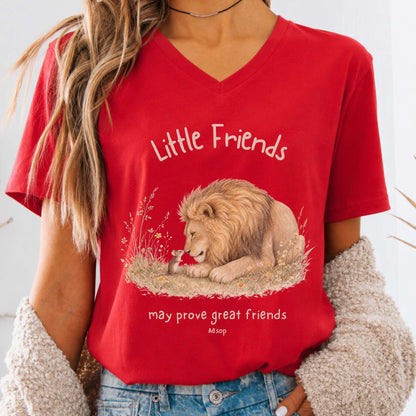 Little Friends The Lion and the Mouse Aesop V-Neck