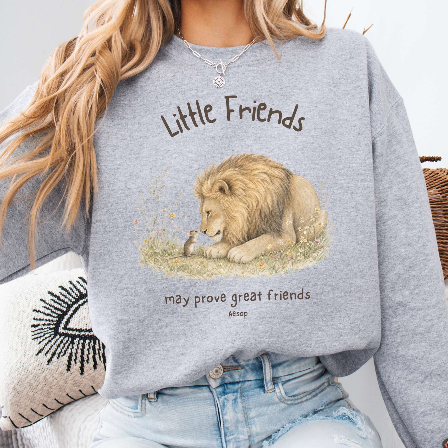 Little Friends The Lion and the Mouse Aesop Sweatshirt