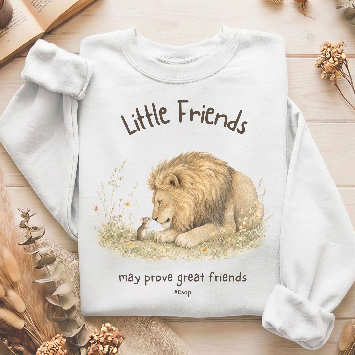 Little Friends The Lion and the Mouse Aesop Sweatshirt