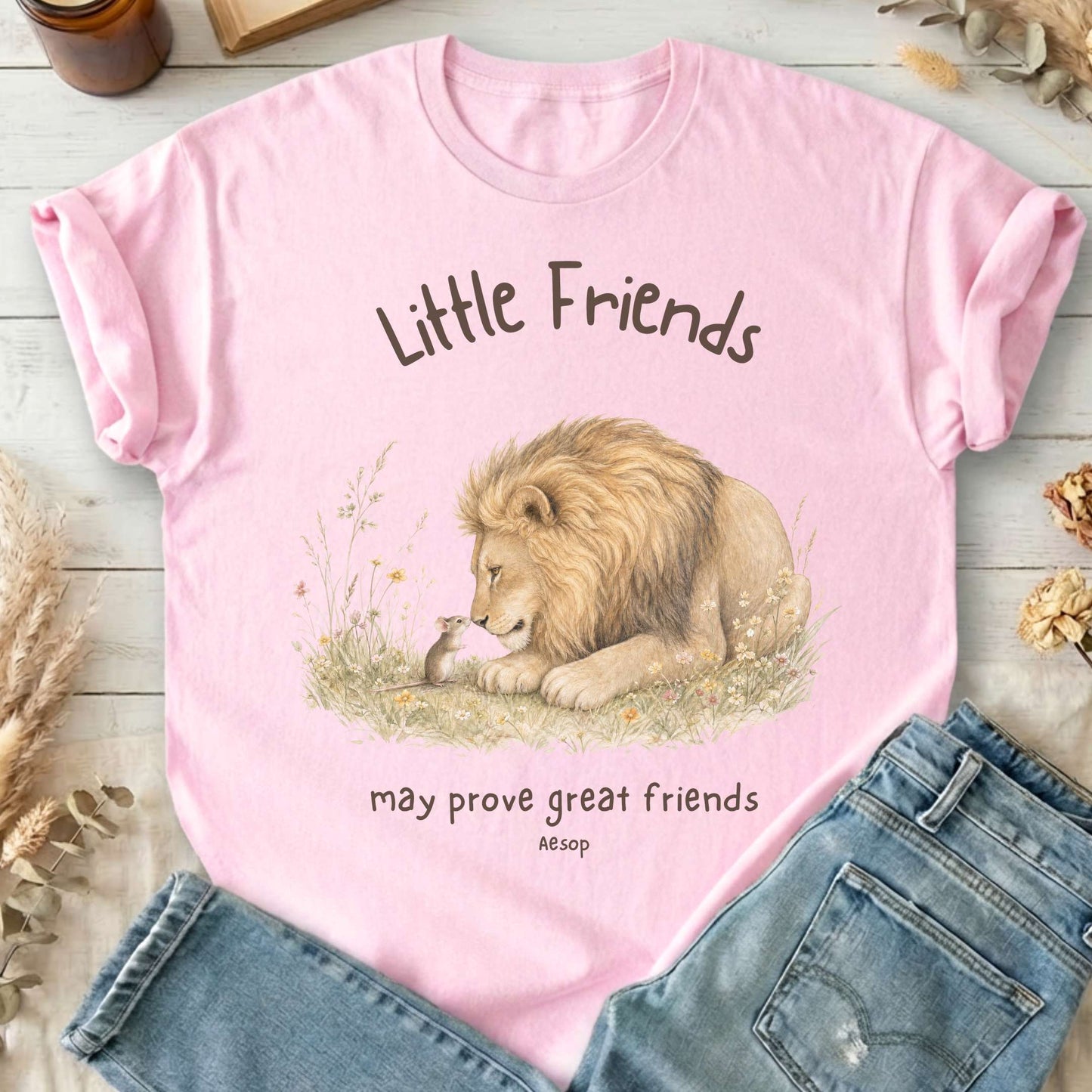 Little Friends The Lion and the Mouse Aesop T-Shirt