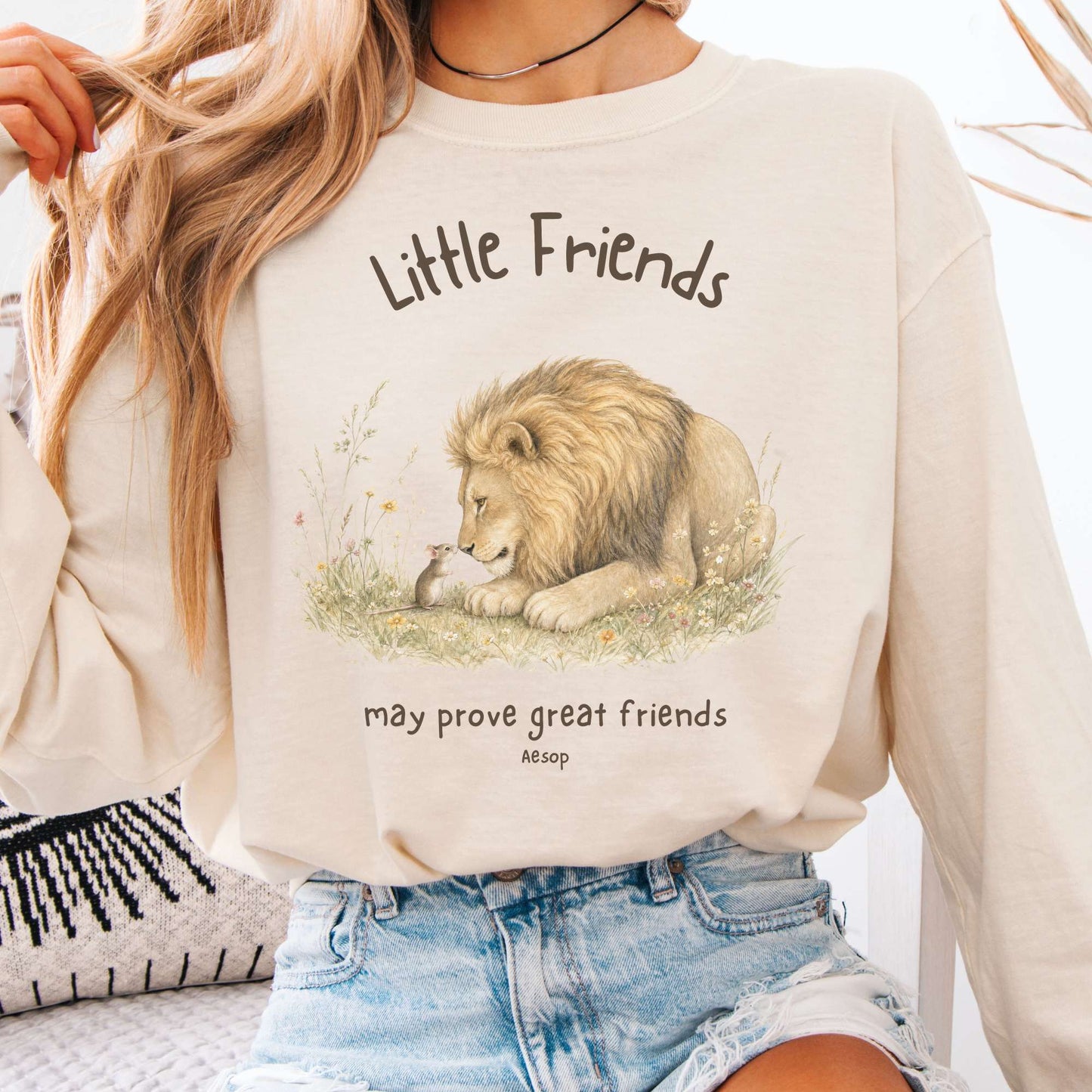 Little Friends The Lion and the Mouse Aesop Long Sleeve