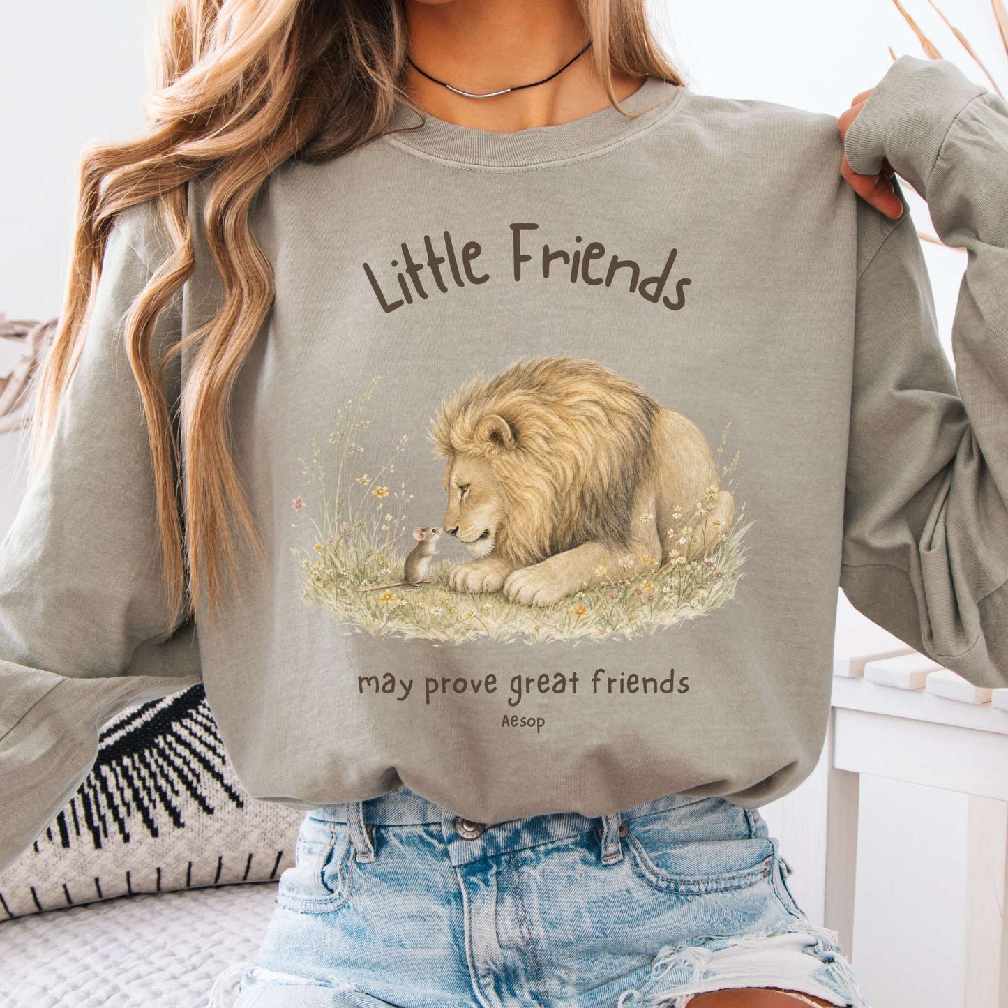 Little Friends The Lion and the Mouse Aesop Long Sleeve