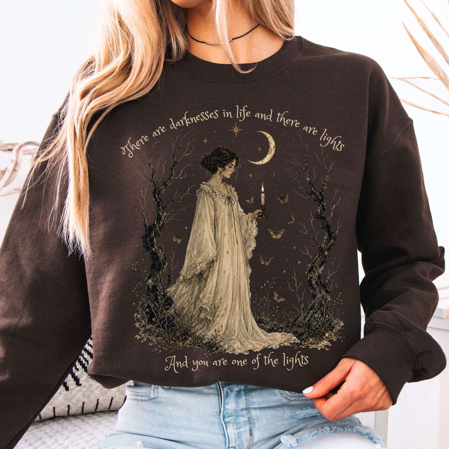 There Are Darknesses and Lights In This Life Dracula Literary Crewneck Sweatshirt
