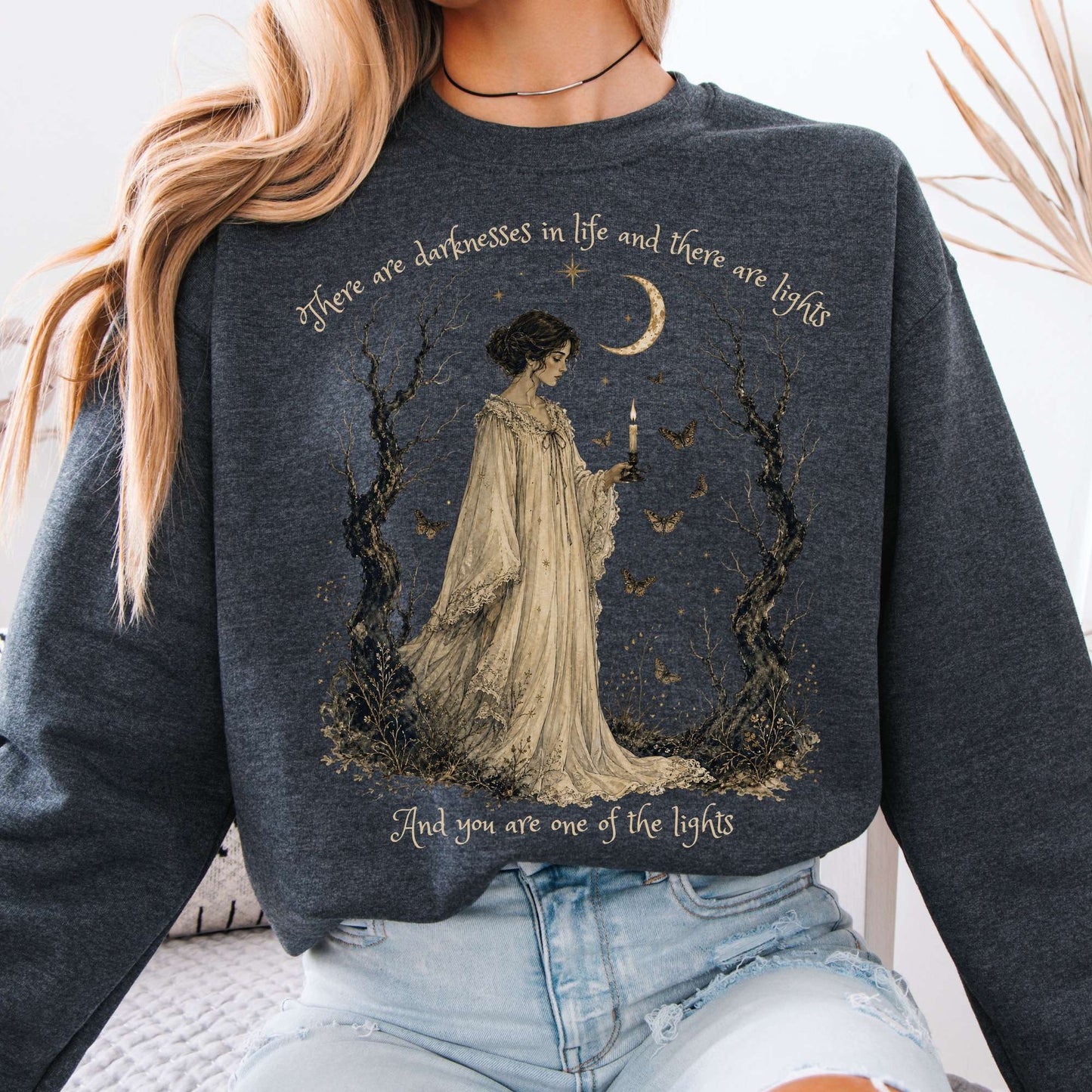 There Are Darknesses and Lights In This Life Dracula Literary Crewneck Sweatshirt