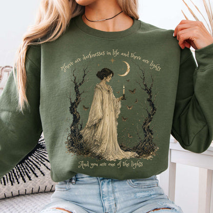 There Are Darknesses and Lights In This Life Dracula Literary Crewneck Sweatshirt