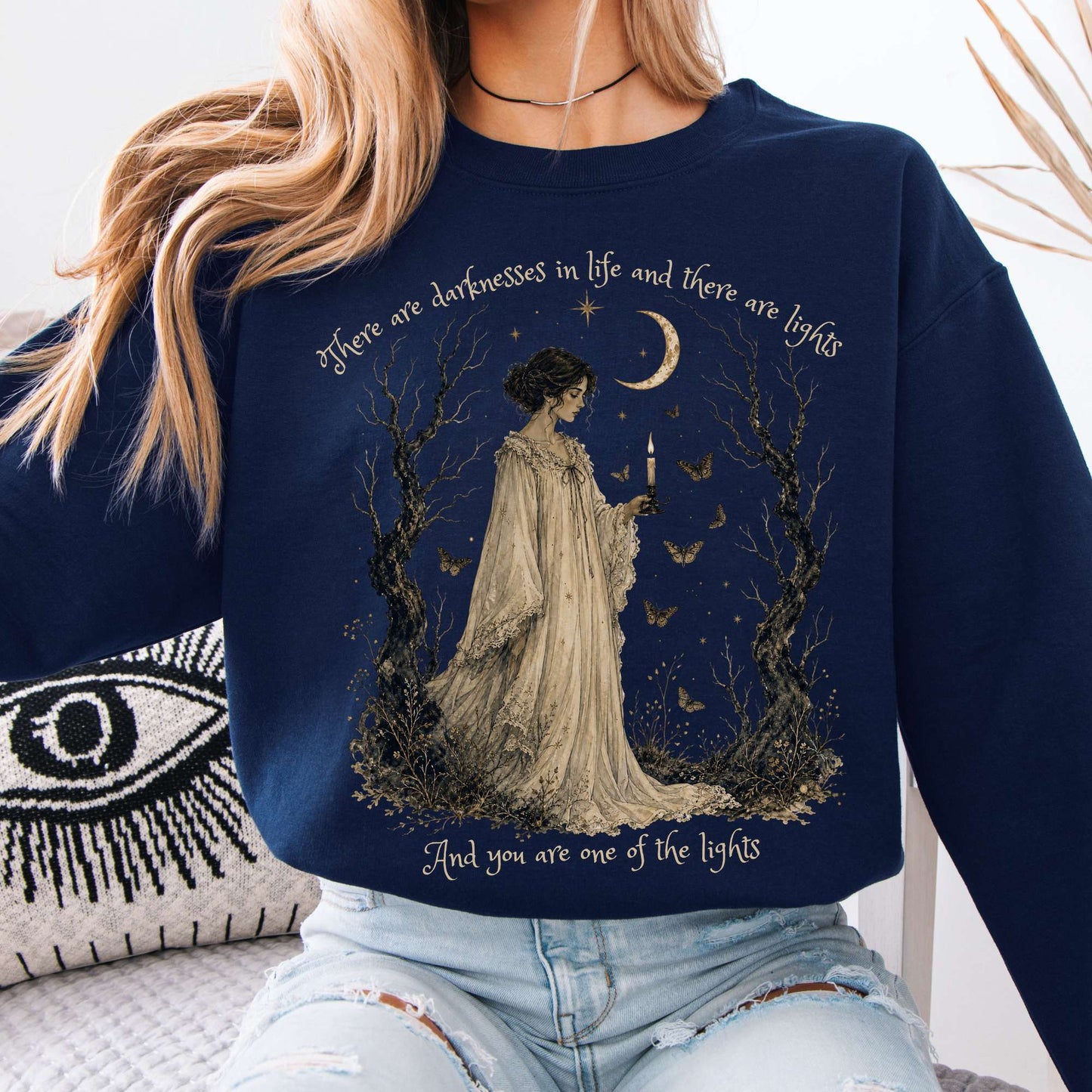 There Are Darknesses and Lights In This Life Dracula Literary Crewneck Sweatshirt