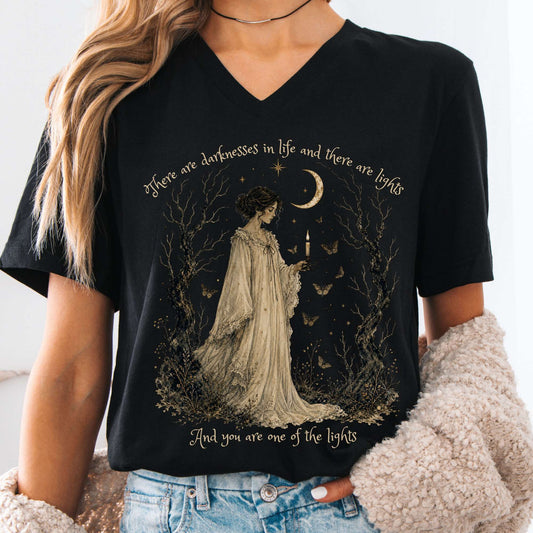 There Are Darknesses and Lights In This Life Dracula Literary V-Neck