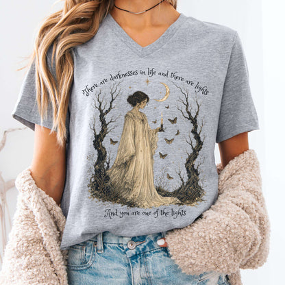 There Are Darknesses and Lights In This Life Dracula Literary V-Neck