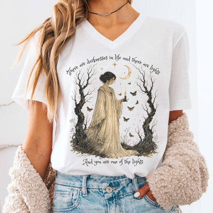 There Are Darknesses and Lights In This Life Dracula Literary V-Neck