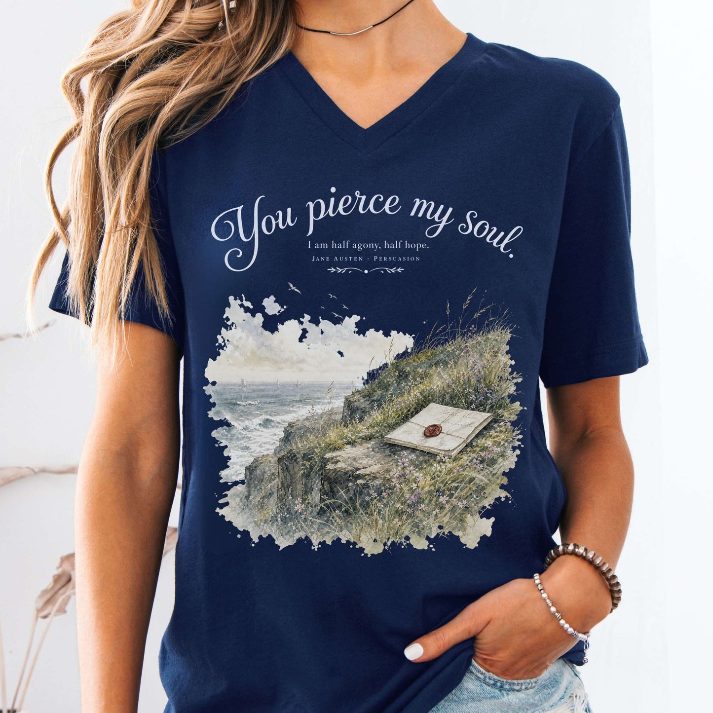 You Pierce My Soul Jane Austen Persuasion Literary V-Neck