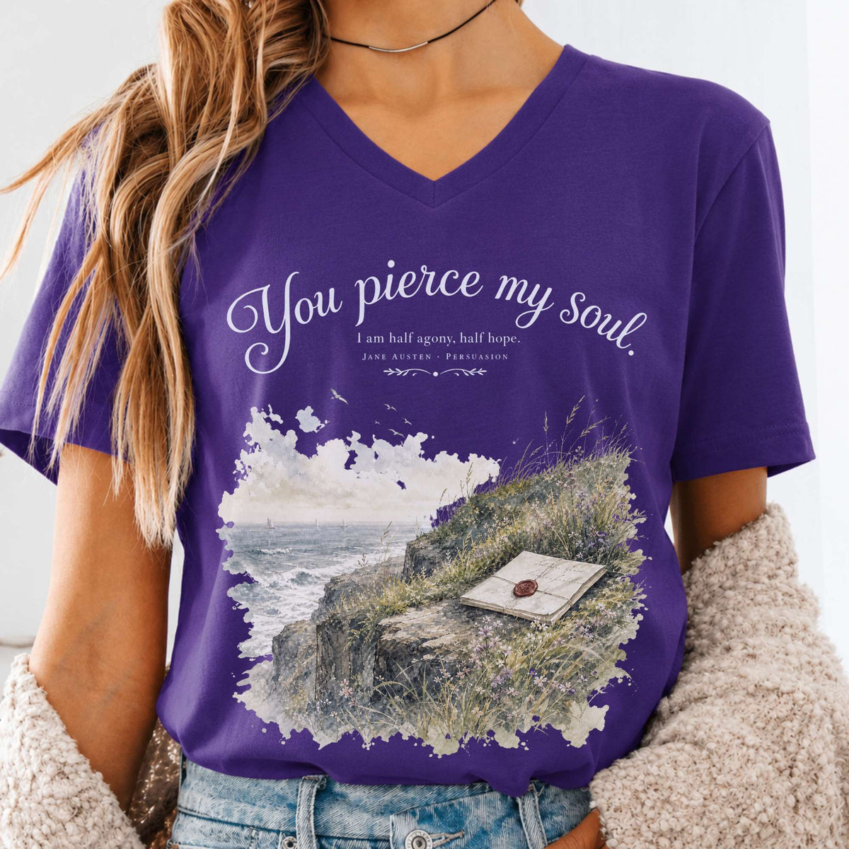 You Pierce My Soul Jane Austen Persuasion Literary V-Neck