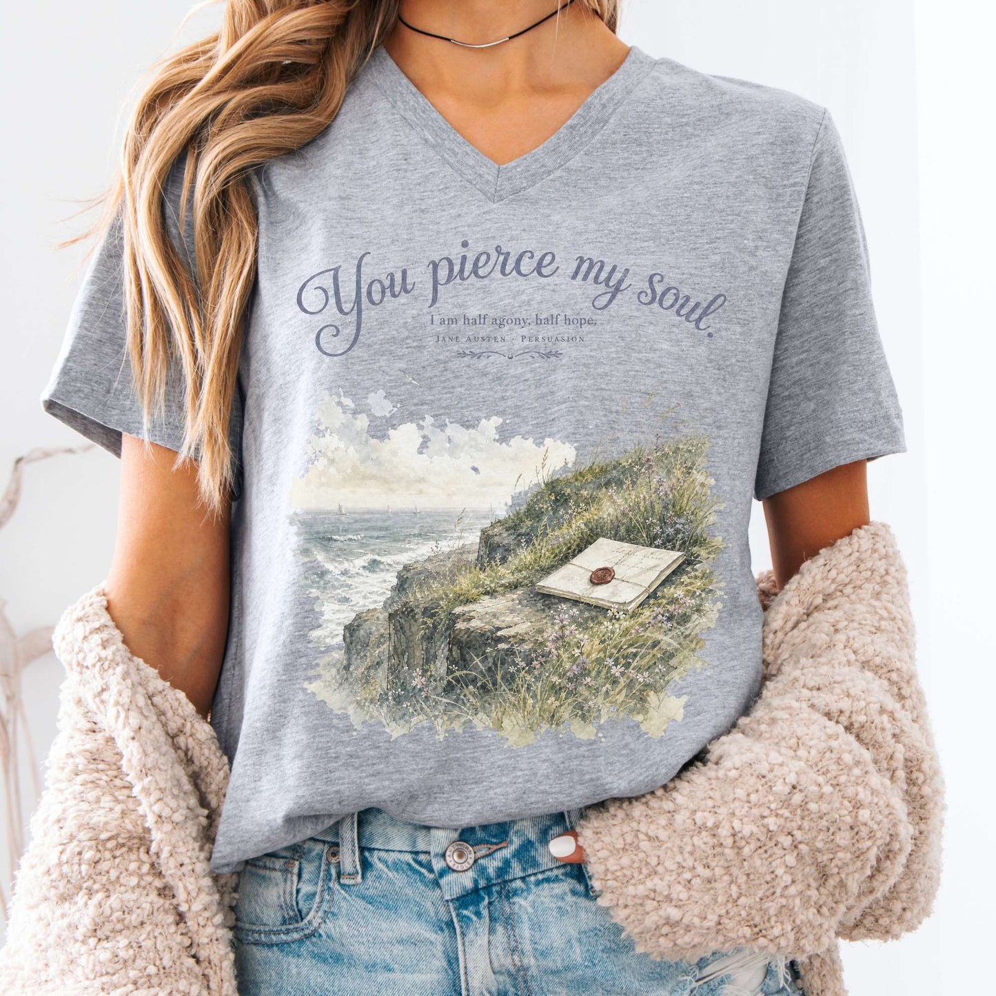 You Pierce My Soul Jane Austen Persuasion Literary V-Neck