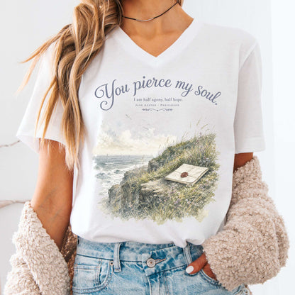 You Pierce My Soul Jane Austen Persuasion Literary V-Neck