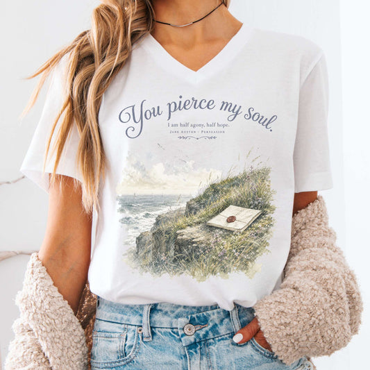You Pierce My Soul Jane Austen Persuasion Literary V-Neck