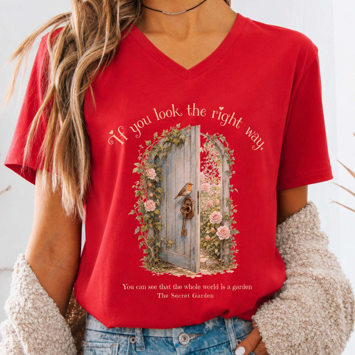 The Whole World Is Like A Garden The Secret Garden Literary V-Neck