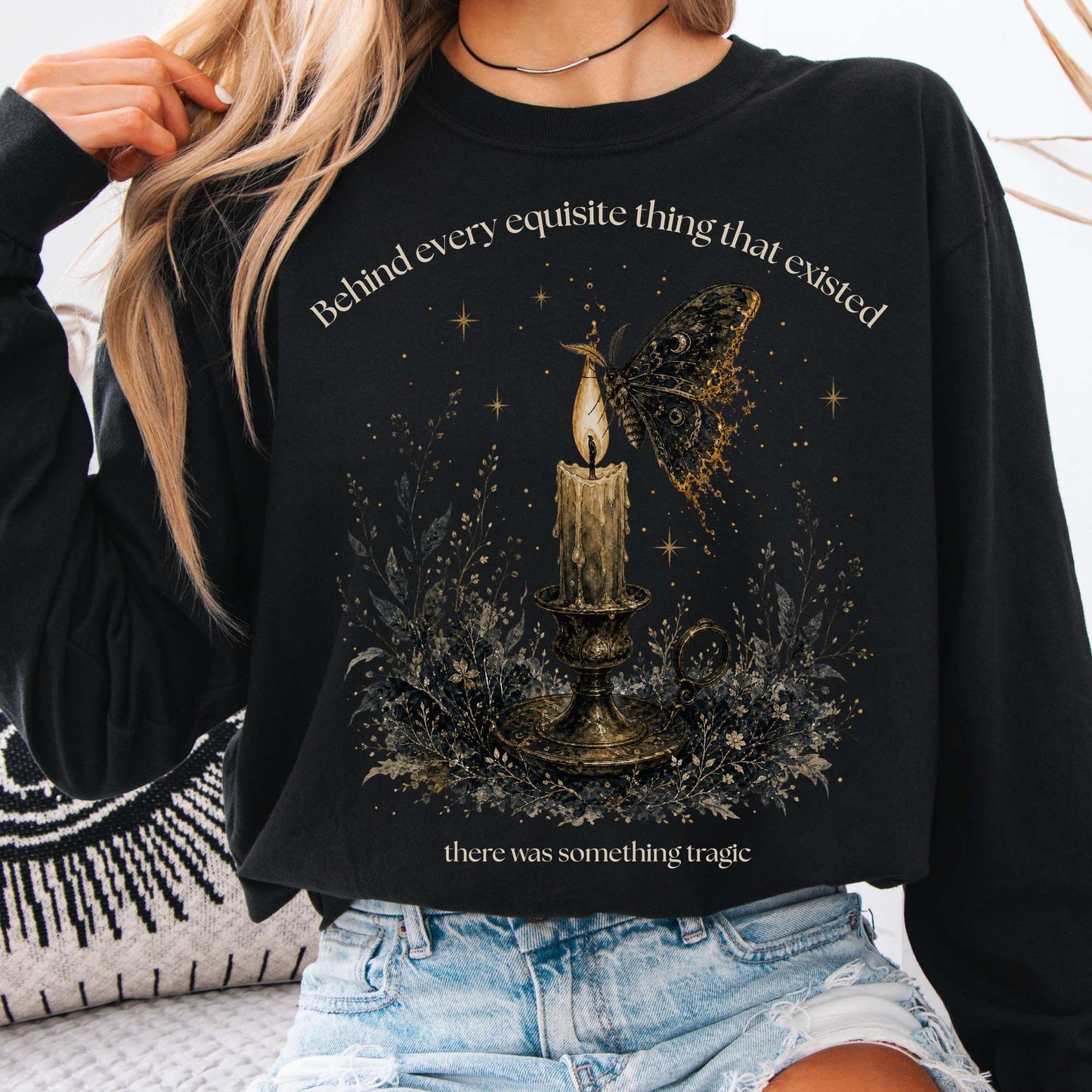 Behind Every Exquisite Thing Dorian Gray Oscar Wilde Literary Long Sleeve