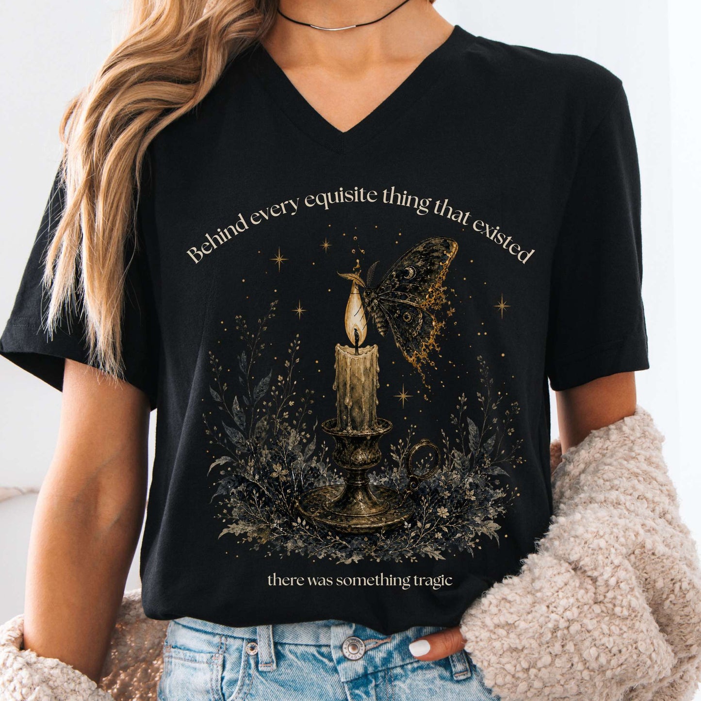 Behind Every Exquisite Thing Dorian Gray Oscar Wilde Literary V-Neck
