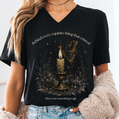 Behind Every Exquisite Thing Dorian Gray Oscar Wilde Literary V-Neck