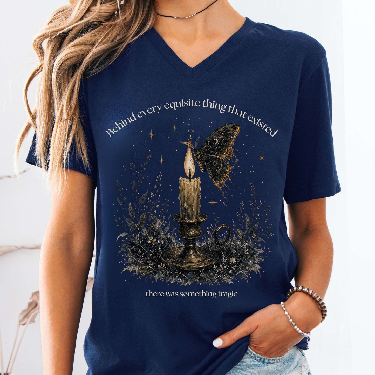 Behind Every Exquisite Thing Dorian Gray Oscar Wilde Literary V-Neck