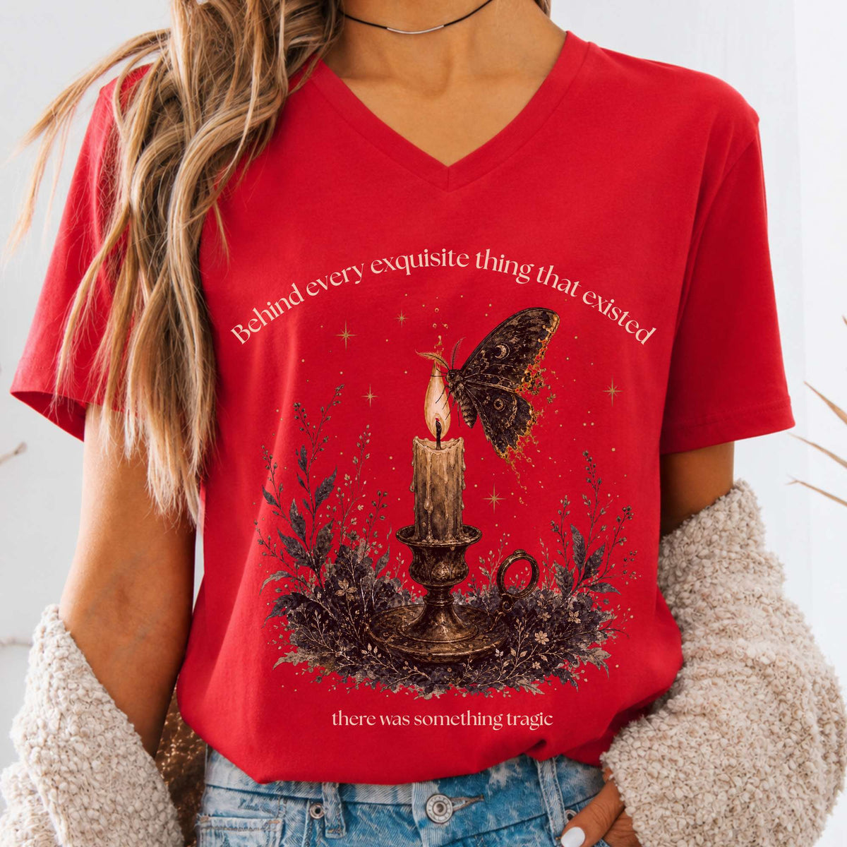 Behind Every Exquisite Thing Dorian Gray Oscar Wilde Literary V-Neck