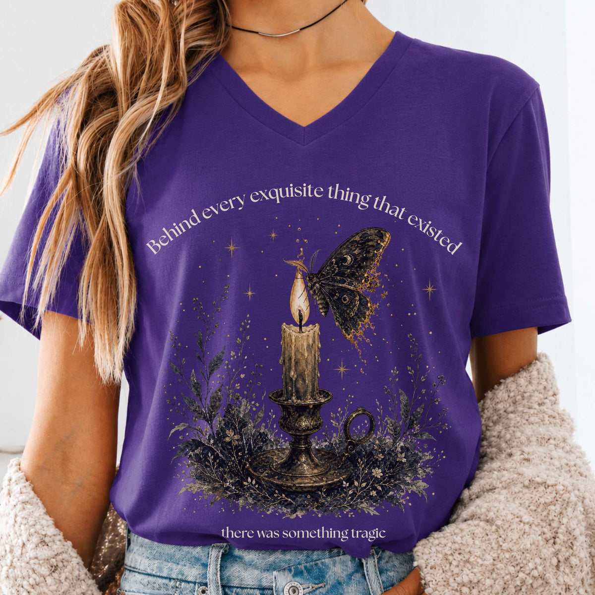 Behind Every Exquisite Thing Dorian Gray Oscar Wilde Literary V-Neck