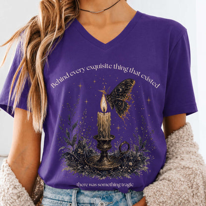 Behind Every Exquisite Thing Dorian Gray Oscar Wilde Literary V-Neck