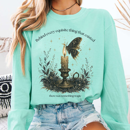Behind Every Exquisite Thing Dorian Gray Oscar Wilde Literary Long Sleeve