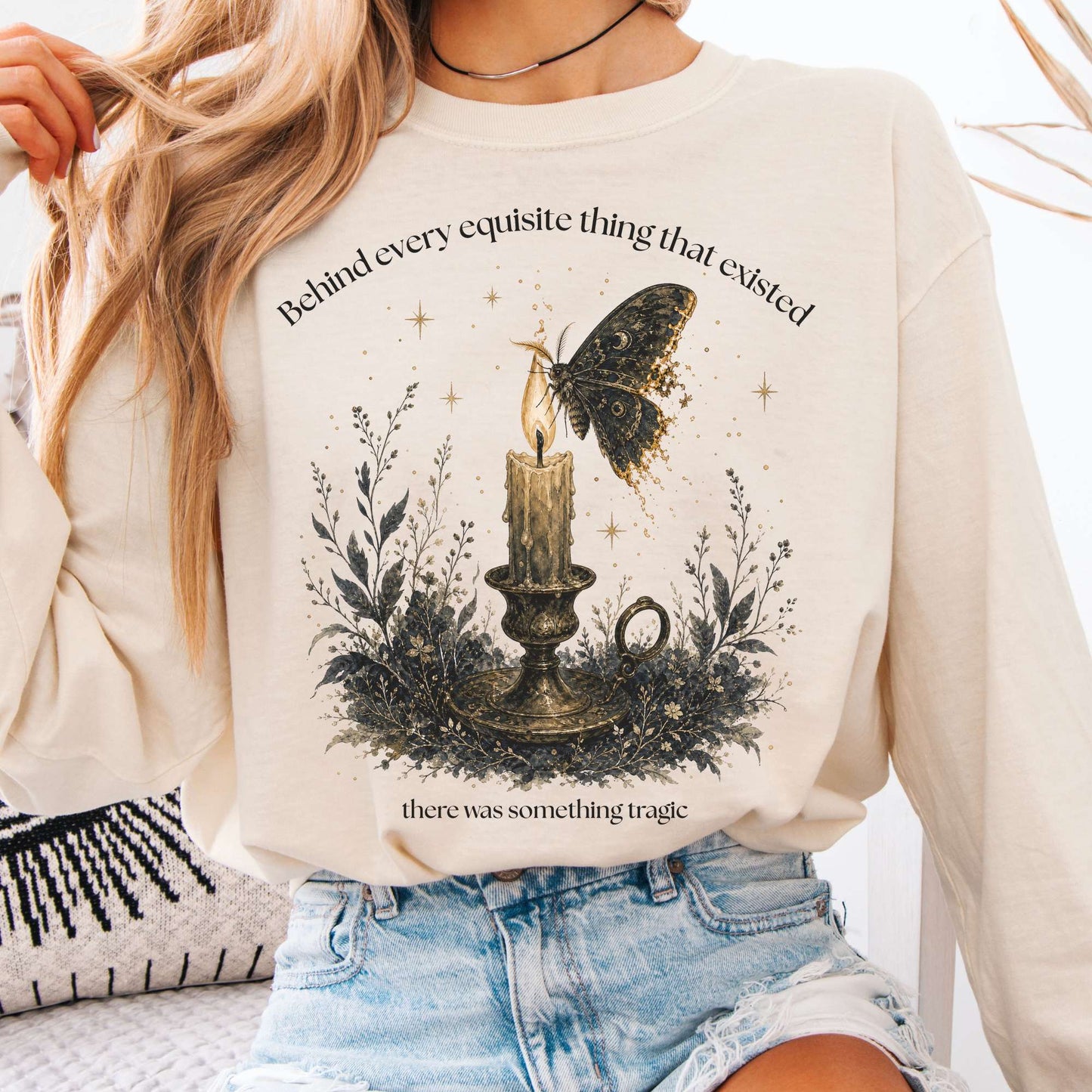 Behind Every Exquisite Thing Dorian Gray Oscar Wilde Literary Long Sleeve