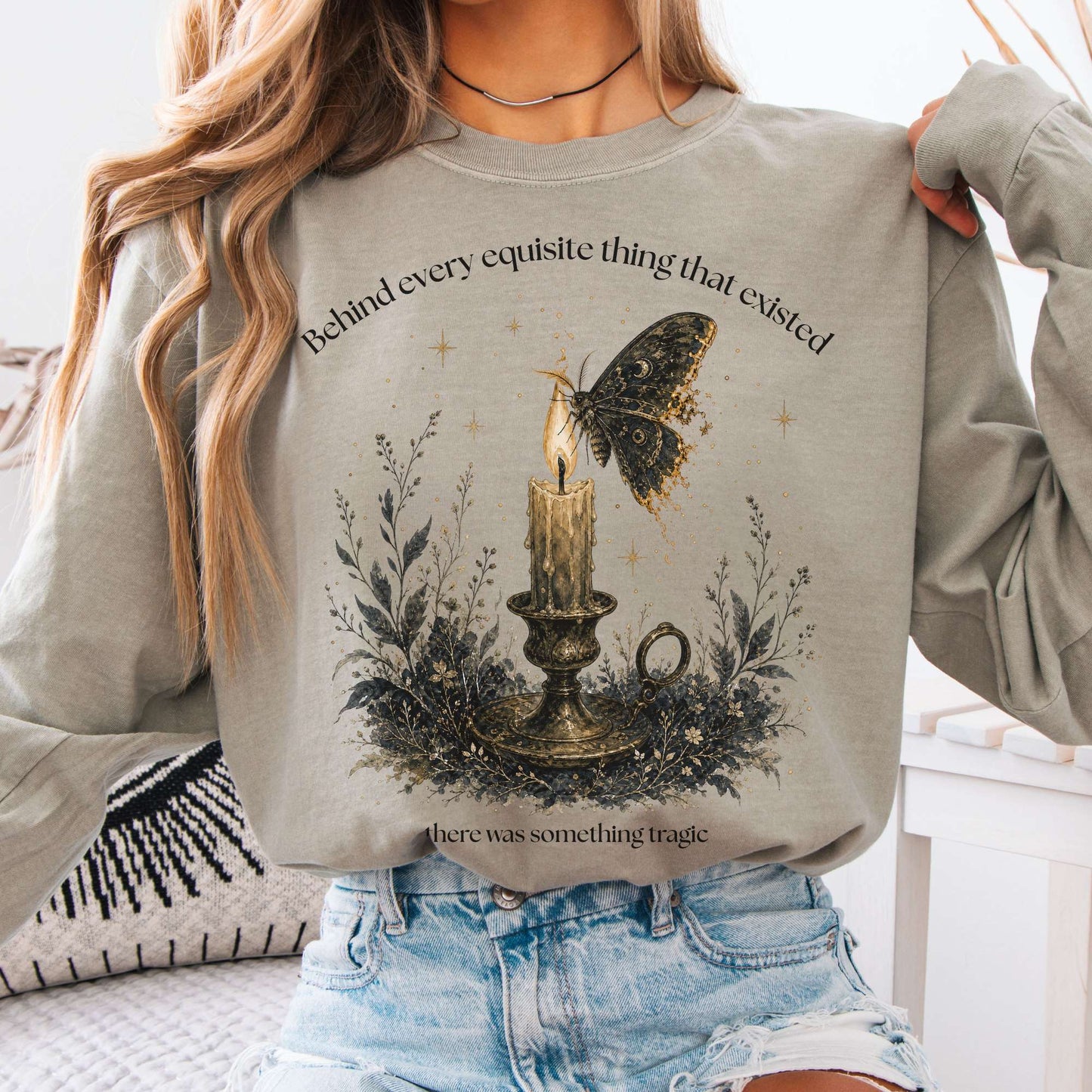 Behind Every Exquisite Thing Dorian Gray Oscar Wilde Literary Long Sleeve
