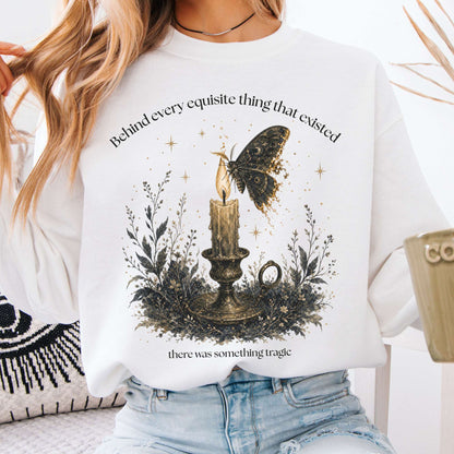Behind Every Exquisite Thing Dorian Gray Oscar Wilde Literary Crewneck Sweatshirt