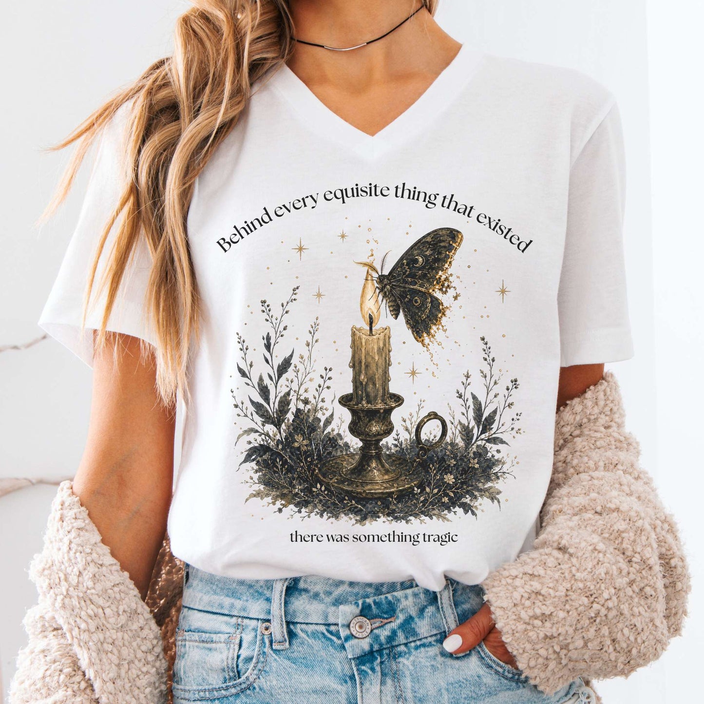 Behind Every Exquisite Thing Dorian Gray Oscar Wilde Literary V-Neck
